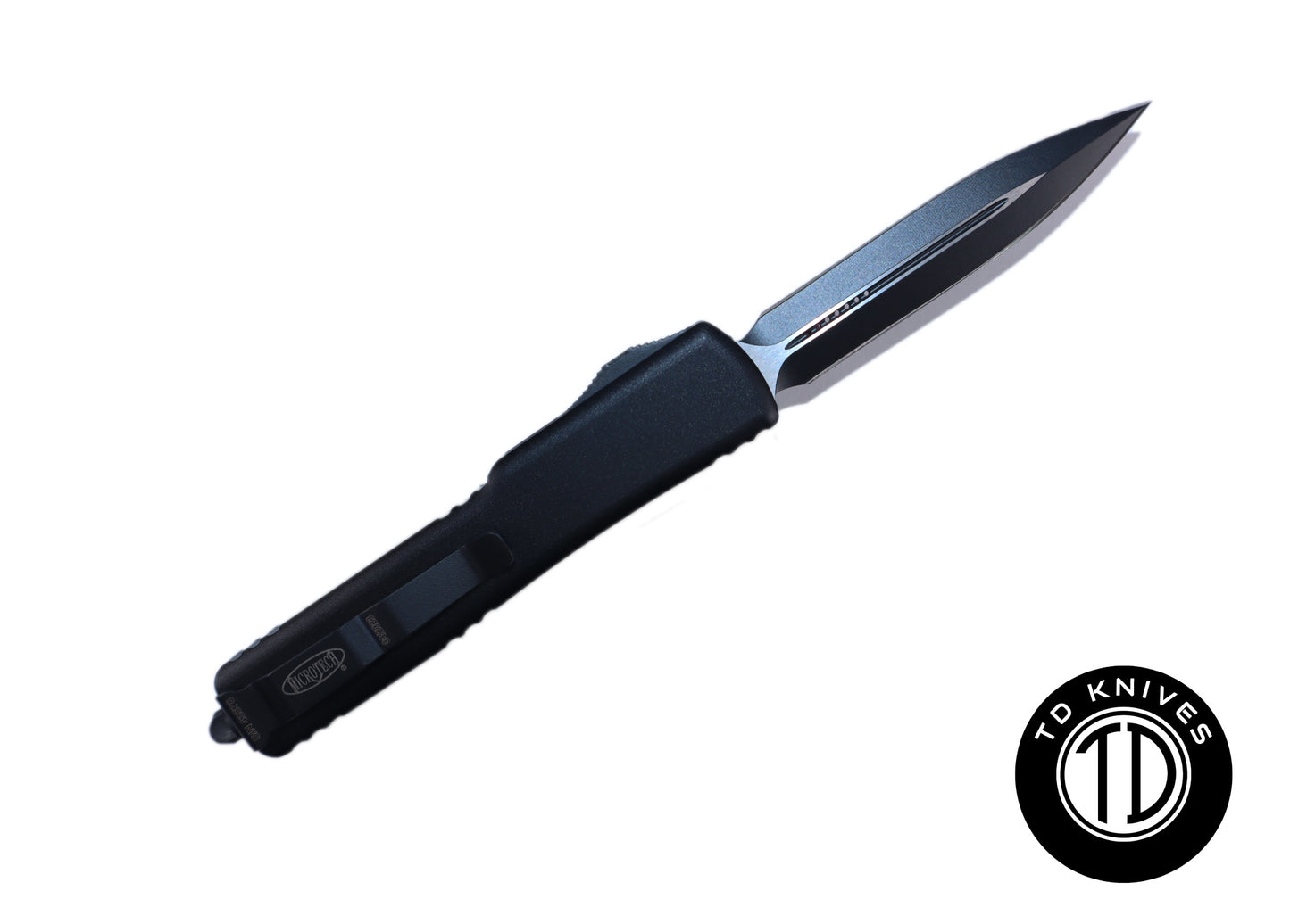 MICROTECH - UTX-70 Double Edge in Tactical Black with Black Blade Finish. Model # 147-1T