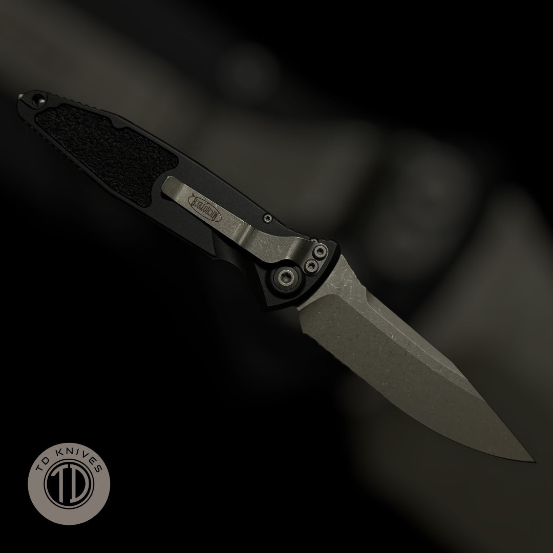 MICROTECH - Socom Elite Auto in Black W/ Partial Serrated S/E Apocalyptic Blade. Model # 160A-11AP