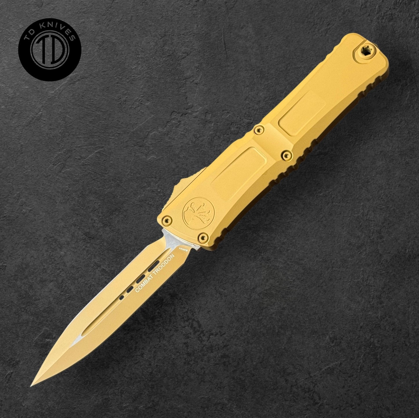 MICROTECH - Combat Troodon Gen III in RAL-8000 Cerakote W/ D/E Blade. Model # 1142-1CRA