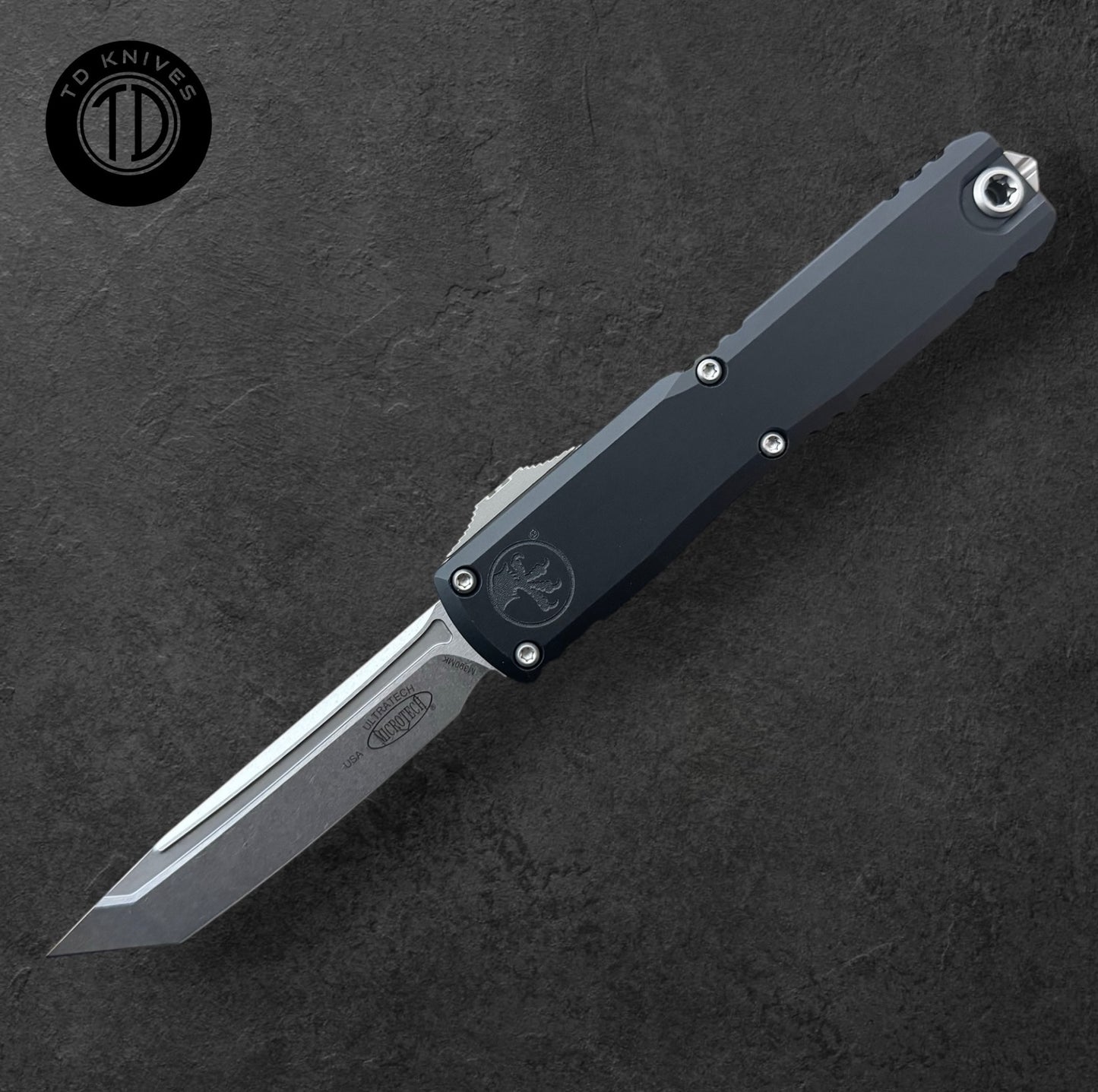 MICROTECH - Ultratech Gen III ZBP Tanto Edge Standard Blade in Black W/ Stonewash Finish Model # 1123-10