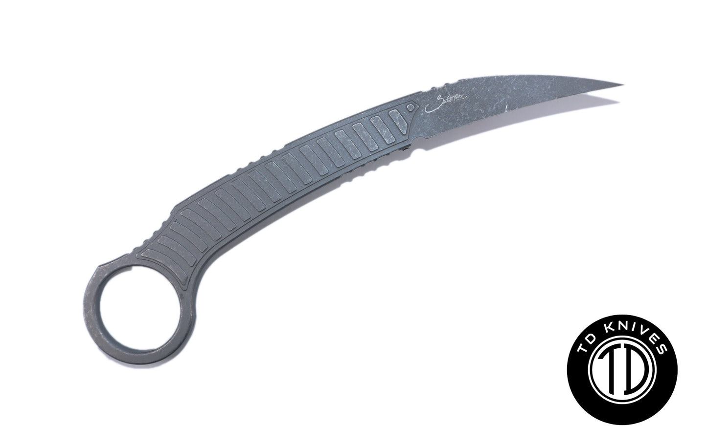 MICROTECH - Feather Karambit with Stonewashed Blade Finish. Model # 215-10APS