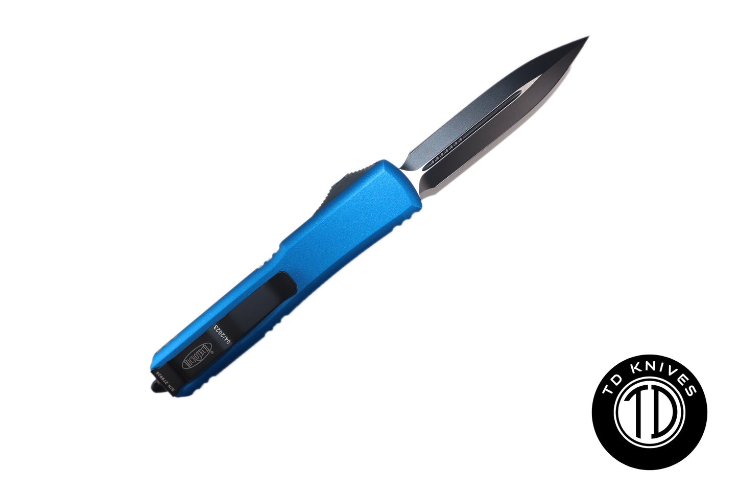 MICROTECH - Ultratech Double Edge in Blue with Black Blade Finish. Model # 122-1BL