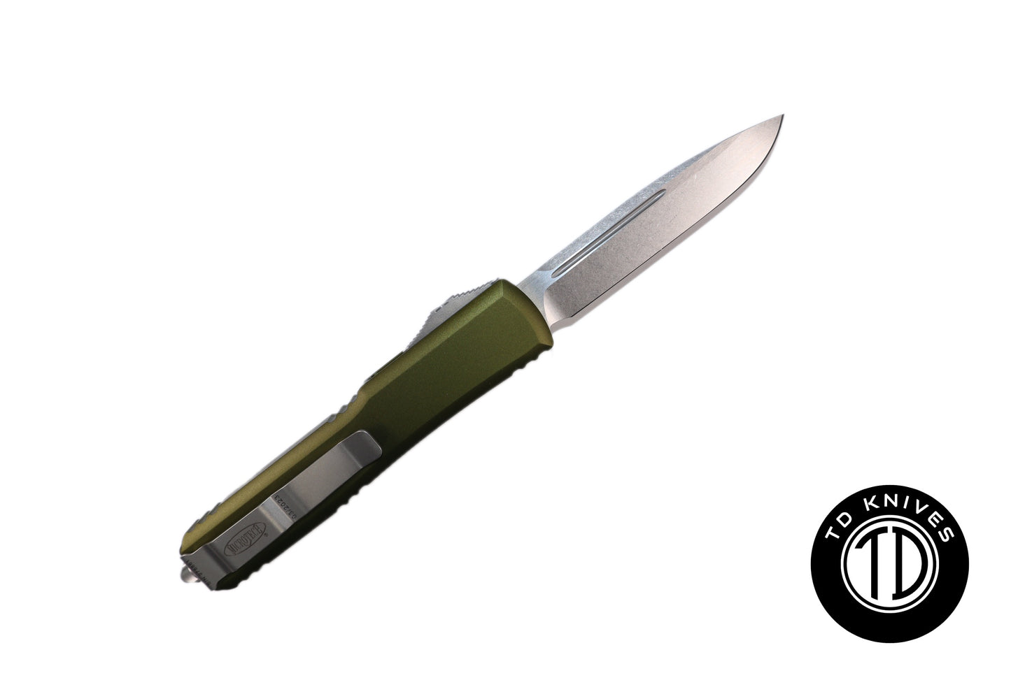 MICROTECH - Ultratech Standard Edge in OD Green with Stonewashed Finished Blade. Model # 121-10OD