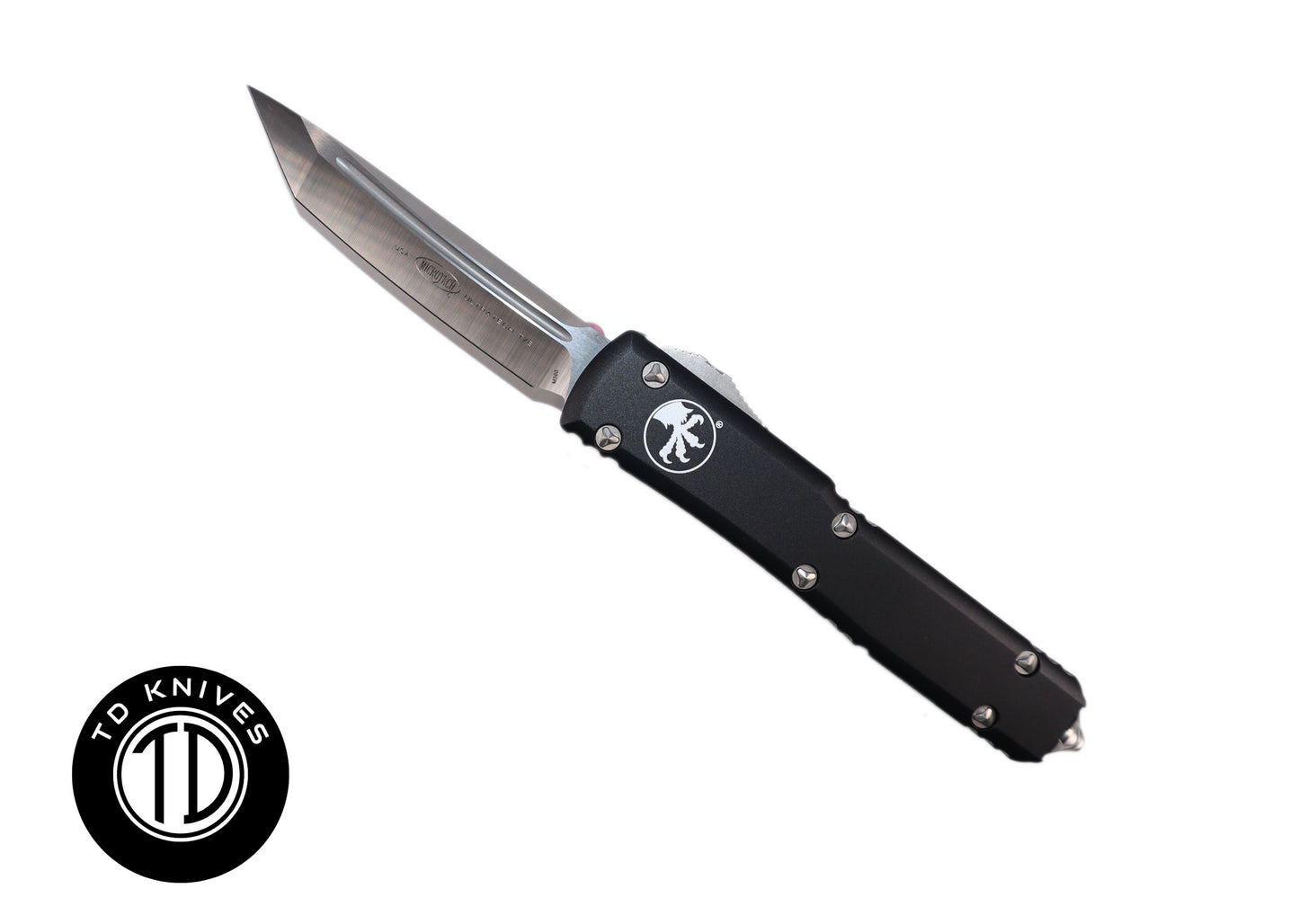 MICROTECH - Ultratech Tanto Edge in Black with Satin Finish Blade. Model # 123-4