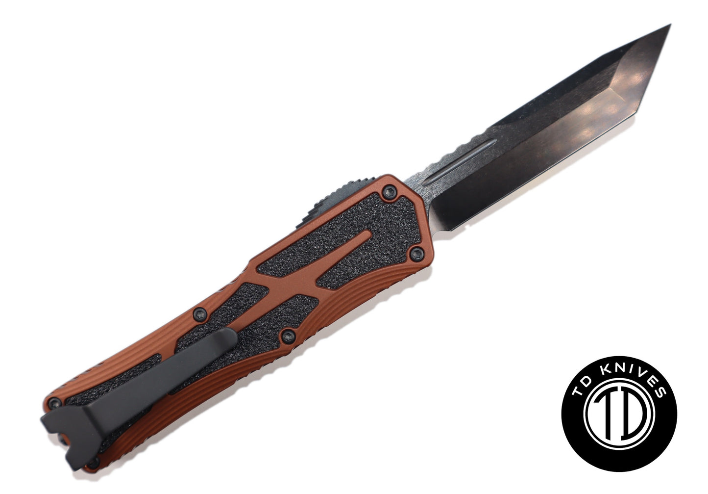 HERETIC - Colossus W/ Root Beer Handle & DLC Tanto Edge Blade Finish. Model # H040-6A-RB