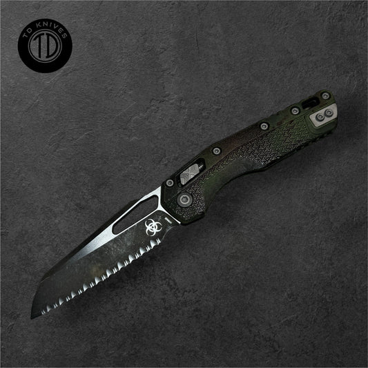 MICROTECH - Signature Series MSI Outbreak W/ Full Serrated Blade. Model #  210T-3PMOBS