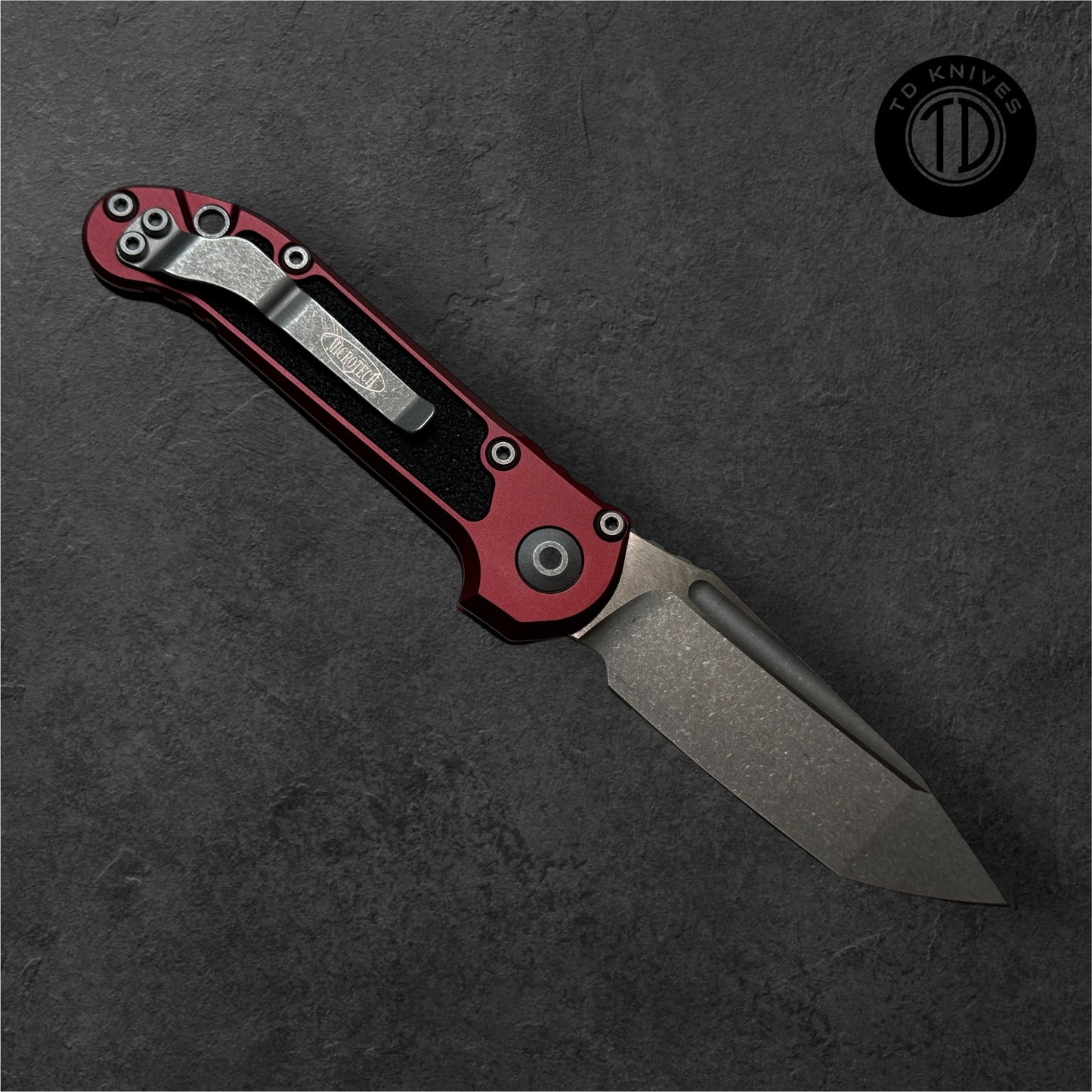 MICROTECH - LUDT T/E Gen III in Merlot W/ Apocalyptic Blade Finish. Model # 1136-10 APMR