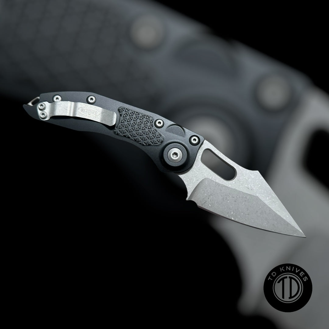 MICROTECH / BORKA- Stitch Auto in Black W/ Standard Edge Apocalyptic Blade. Model # 169-10AP