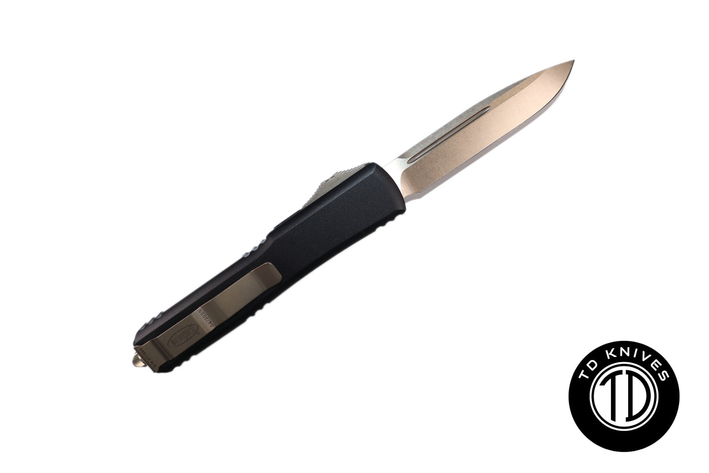 MICROTECH - Ultratech Standard Edge in Black with Bronzed Blade and Hardware. Model # 121-13