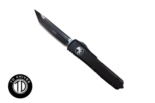 MICROTECH - Ultratech Tanto Edge in Tactical Black with Black Blade Finish. Model # 123-1T